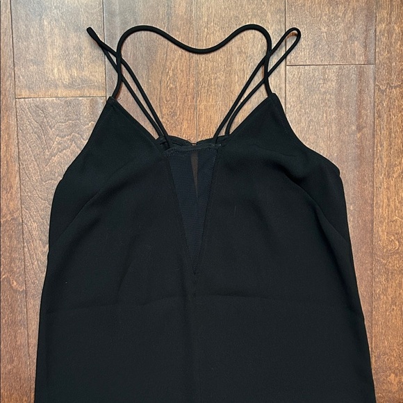H&M Modern LBD Black Midi Dress with Black Sheer Mesh Panel is Front, Size 4 - Picture 4 of 10